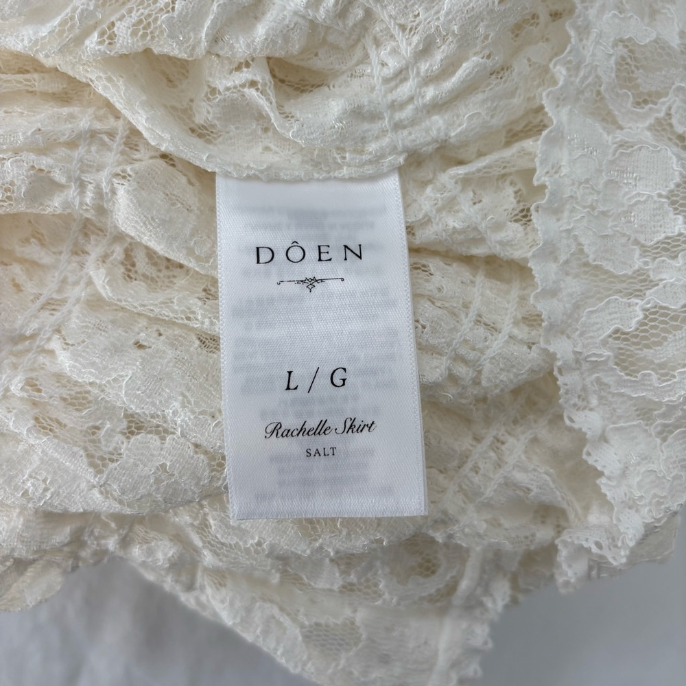 DÔEN Rachelle Salt Lace Midi Skirt NWT Cream Luxury Elastic Waist Collectible L - Picture 8 of 9